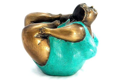 Excellent Casting Bronze Yoga Fat Lady Sculptures
