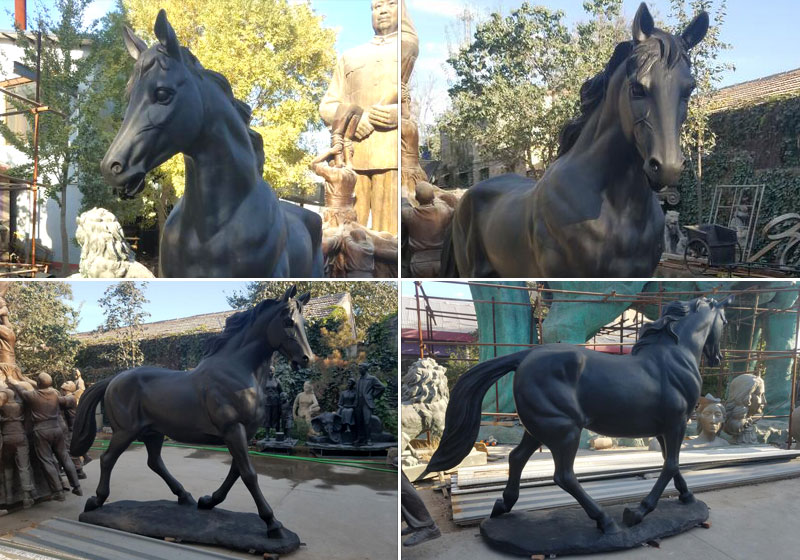 Garden Large black Bronze Horse Statue lawn ornament For Sale