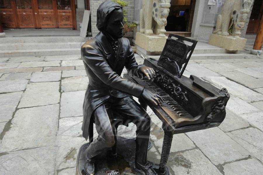Life Size Famous Casting Bronze Sculpture with Piano for Sale