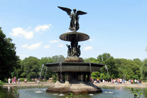 Outdoor Decorative Bronze Bethesda Fountain rises high above Bethesda Terrace Sculpture for Sale