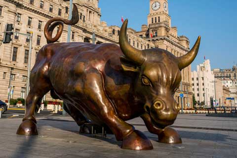 Outdoor Decorative Casting Bronze Sculptures Of Bull for Square