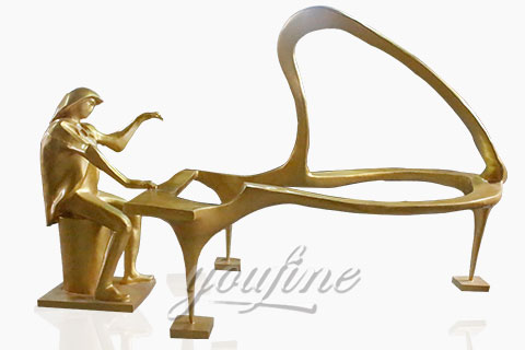 Outdoor abstract bronze music sculptures