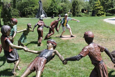 Popular Garden & Yard Bronze Sculpture with Children Playing