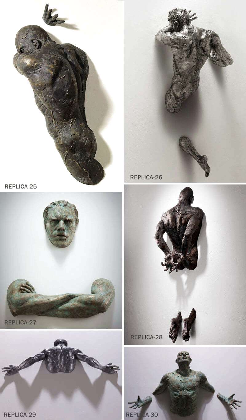 Sale Creative Bronze Climbing Man Sculpture for the Wall