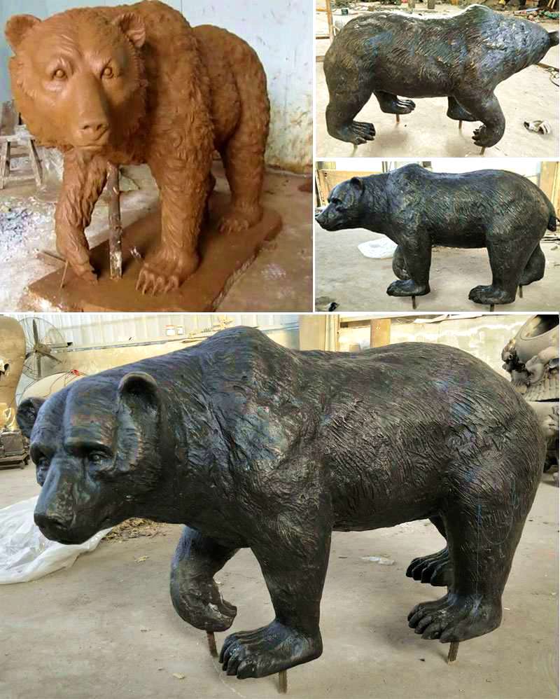 Large Wild Bronze Bear Sculpture for Sale BOKK